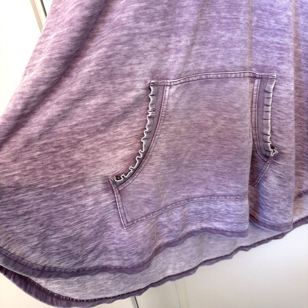 Jane & Delancey Womens Hoodie 1X Heathered Burnout Purple Ruffled Long Sleeve - Picture 3 of 13